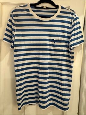 Burberry Blue & White Striped Short-Sleeve Pocket Tee